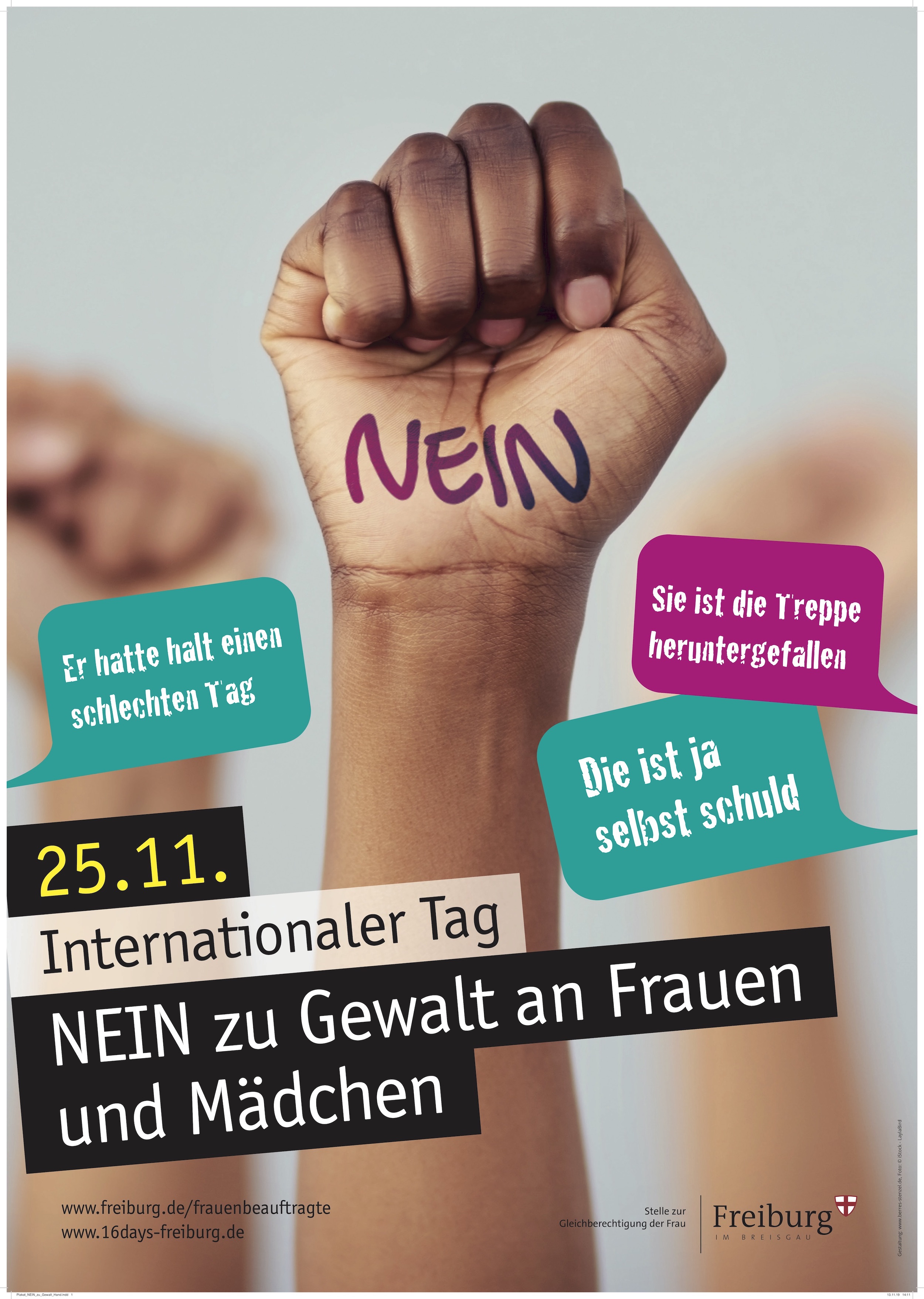 Plakat nein zu Gewalt  an Frauen und Mädchen